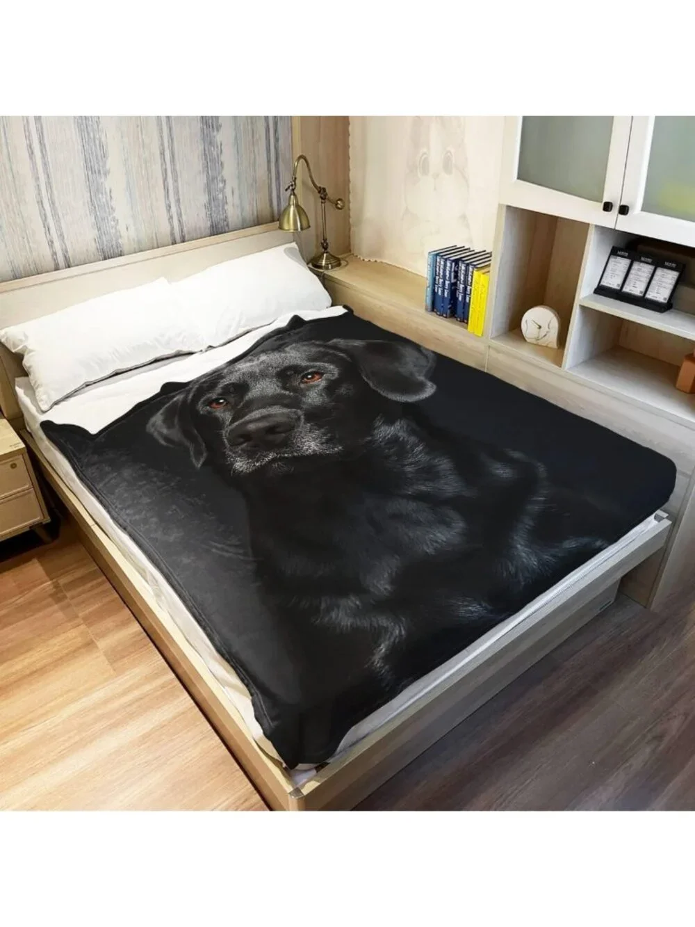 Cozy Black Lab Fleece Throw Blanket, Soft Fluffy Dog Print, 60